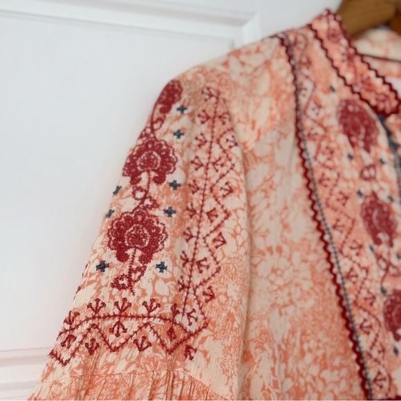 Anthropologie Claudia Embroidered Babydoll Tunic Top Womens XS Floral Bohemian - Picture 6 of 14